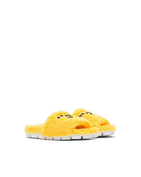 prada terry sandals|Yellow/black Terry cloth slides .